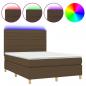 Preview: Boxspringbett mit Matratze & LED Dunkelbraun 140x190 cm Stoff