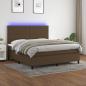 Preview: ARDEBO.de - Boxspringbett mit Matratze & LED Dunkelbraun 160x200 cm Stoff