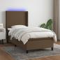 Preview: ARDEBO.de - Boxspringbett mit Matratze & LED Dunkelbraun 90x200 cm Stoff