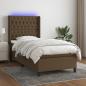 Preview: ARDEBO.de - Boxspringbett mit Matratze & LED Dunkelbraun 90x200 cm Stoff