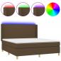 Preview: Boxspringbett mit Matratze & LED Dunkelbraun 180x200 cm Stoff