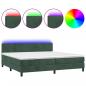 Preview: Boxspringbett mit Matratze & LED Dunkelgrün 200x200 cm Samt