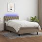 Preview: ARDEBO.de - Boxspringbett mit Matratze & LED Taupe 100x200 cm Stoff