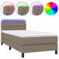 Preview: Boxspringbett mit Matratze & LED Taupe 100x200 cm Stoff