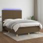 Preview: ARDEBO.de - Boxspringbett mit Matratze & LED Dunkelbraun 140x200 cm Stoff