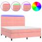 Preview: Boxspringbett mit Matratze & LED Rosa 160x200 cm Samt