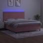 Preview: Boxspringbett mit Matratze & LED Rosa 160x200 cm Samt