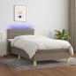 Preview: ARDEBO.de - Boxspringbett mit Matratze & LED Taupe 100x200 cm Stoff