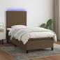 Preview: ARDEBO.de - Boxspringbett mit Matratze & LED Dunkelbraun 90x200 cm Stoff