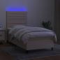 Preview: Boxspringbett mit Matratze & LED Creme 90x200 cm Stoff