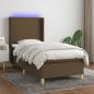 Preview: ARDEBO.de - Boxspringbett mit Matratze & LED Dunkelbraun 90x200 cm Stoff