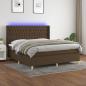 Preview: ARDEBO.de - Boxspringbett mit Matratze & LED Dunkelbraun 180x200 cm Stoff