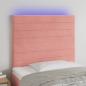 Preview: ARDEBO.de - LED Kopfteil Rosa 80x5x118/128 cm Samt