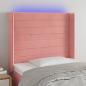 Preview: ARDEBO.de - LED Kopfteil Rosa 83x16x118/128 cm Samt