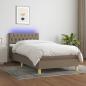 Preview: ARDEBO.de - Boxspringbett mit Matratze & LED Taupe 100x200 cm Stoff 