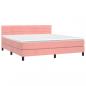 Preview: Boxspringbett mit Matratze & LED Rosa 160x200 cm Samt