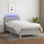 Preview: ARDEBO.de - Boxspringbett mit Matratze & LED Hellgrau 80x200 cm Stoff