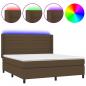 Preview: Boxspringbett mit Matratze & LED Dunkelbraun 160x200 cm Stoff