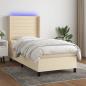 Preview: ARDEBO.de - Boxspringbett mit Matratze & LED Creme 90x200 cm Stoff