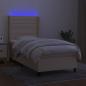 Preview: Boxspringbett mit Matratze & LED Creme 90x200 cm Stoff