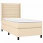 Preview: Boxspringbett mit Matratze & LED Creme 90x200 cm Stoff