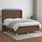 Preview: ARDEBO.de - Boxspringbett mit Matratze & LED Dunkelbraun 140x190 cm Stoff