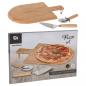 Preview: Excellent Houseware 3-tlg. Pizza-Schneidebrett Set 43x30 cm Bambus