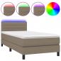 Preview: Boxspringbett mit Matratze & LED Taupe 100x200 cm Stoff