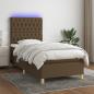 Preview: ARDEBO.de - Boxspringbett mit Matratze & LED Dunkelbraun 90x200 cm Stoff