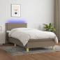 Preview: ARDEBO.de - Boxspringbett mit Matratze & LED Taupe 100x200 cm Stoff