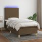 Preview: ARDEBO.de - Boxspringbett mit Matratze & LED Dunkelbraun 90x200 cm Stoff