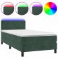 Preview: Boxspringbett mit Matratze & LED Dunkelgrün 90x200 cm Samt