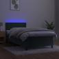 Preview: Boxspringbett mit Matratze & LED Dunkelgrün 90x200 cm Samt