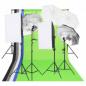 Preview: Fotostudio-Set mit Beleuchtung, Hintergrund und Reflektor