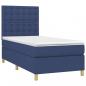 Preview: Boxspringbett mit Matratze Blau 100x200 cm Stoff