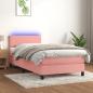 Preview: ARDEBO.de - Boxspringbett mit Matratze & LED Rosa 90x200 cm Samt