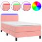 Preview: Boxspringbett mit Matratze & LED Rosa 90x200 cm Samt