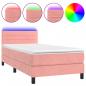 Preview: Boxspringbett mit Matratze & LED Rosa 90x200 cm Samt