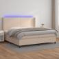 Preview: ARDEBO.de - Boxspringbett mit Matratze & LED Cappuccino-Braun 200x200cm