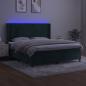 Preview: Boxspringbett mit Matratze & LED Dunkelgrün 160x200 cm Samt