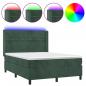 Preview: Boxspringbett mit Matratze & LED Dunkelgrün 140x190 cm Samt