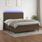 Preview: ARDEBO.de - Boxspringbett mit Matratze & LED Dunkelbraun 160x200 cm Stoff