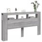 Preview: LED-Kopfteil Grau Sonoma 180x18,5x103,5 cm Holzwerkstoff