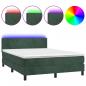 Preview: Boxspringbett mit Matratze & LED Dunkelgrün 140x190 cm Samt