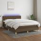 Preview: ARDEBO.de - Boxspringbett mit Matratze & LED Dunkelbraun 140x190 cm Stoff