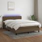 Preview: ARDEBO.de - Boxspringbett mit Matratze & LED Dunkelbraun 140x190 cm Stoff