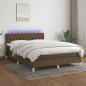 Preview: ARDEBO.de - Boxspringbett mit Matratze & LED Dunkelbraun 140x200 cm Stoff