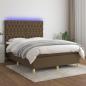 Preview: ARDEBO.de - Boxspringbett mit Matratze & LED Dunkelbraun 140x200 cm Stoff