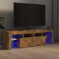 Preview: ARDEBO.de - TV-Schrank mit LED-Leuchten Räuchereiche 140x36,5x40 cm