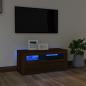 Preview: ARDEBO.de - TV-Schrank mit LED-Leuchten Braun Eichen-Optik 90x35x40 cm